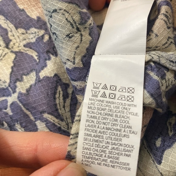 Lucky Brand Blue Fall Floral Shirt Blouse Boho Peasant Women's Size Small - Picture 10 of 13
